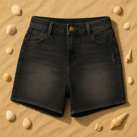 Slim Fit Ripped Tassel Denim Shorts